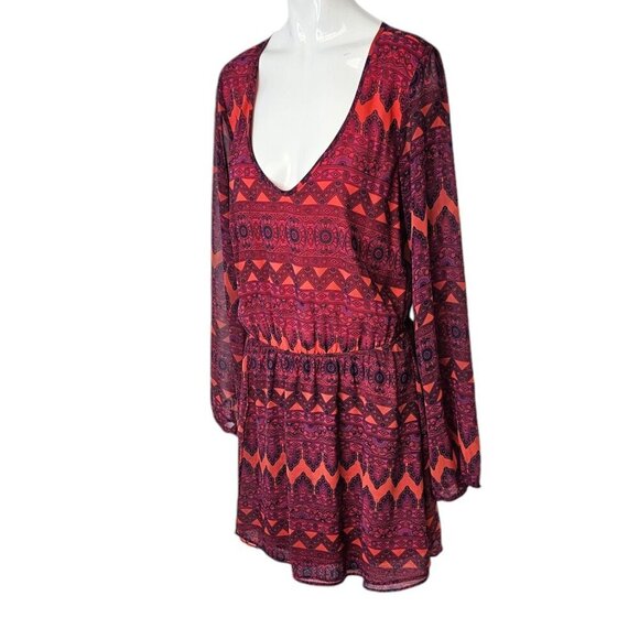 Show Me Your MuMu Geometric Shapes Lined Dress Size Small V-Neck Lightweight - Picture 2 of 7